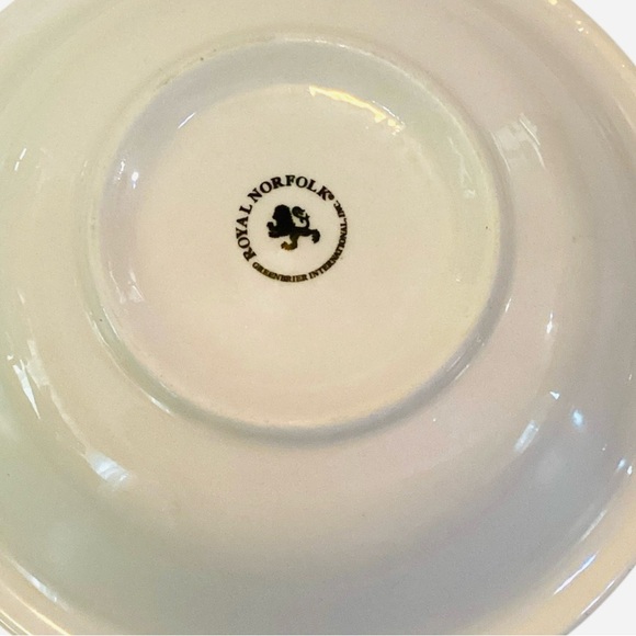 Royal Norfolk Greenbrier Green Leaves 7.5" Soup /Cereal/Pasta Bowls Set Of 2 - Picture 2 of 6